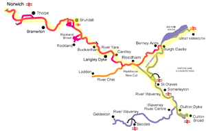 Map of Southern Broads rivers